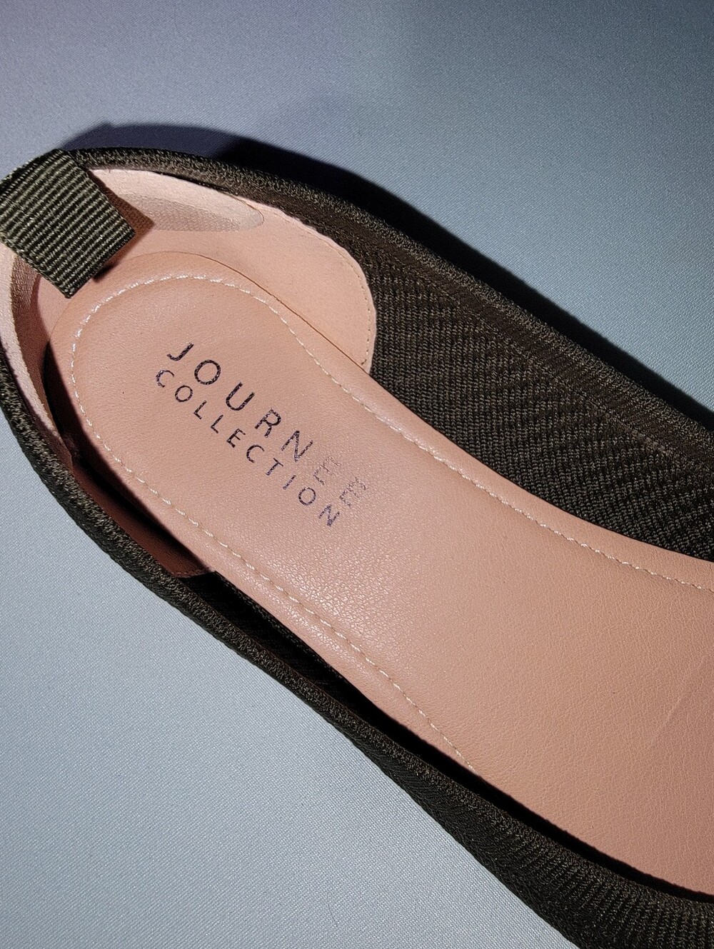 Journee Collection Olive Green Knit Slip-On Flats - Picture 3 of 5